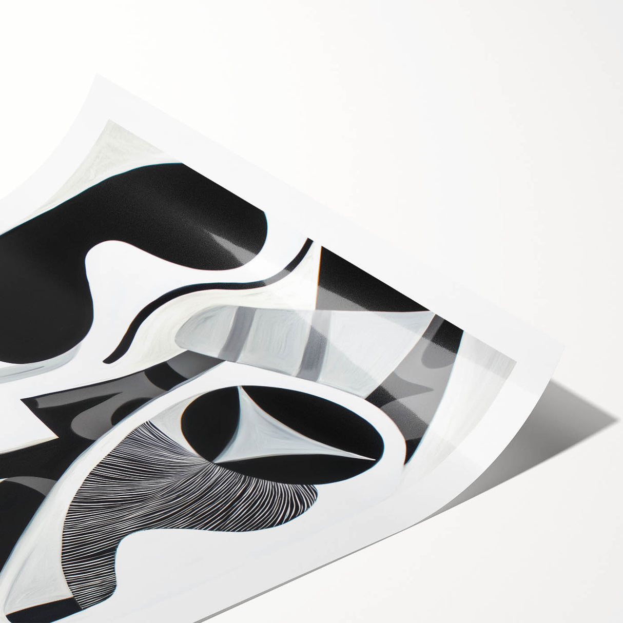 Abstract geometric rolled print showcasing vibrant colors and intricate patterns, elegantly packaged in a protective cardboard tube for easy display and transport.