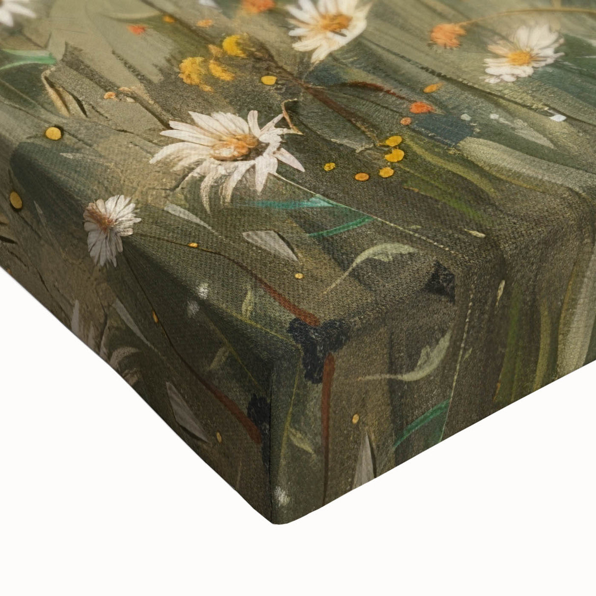 Close-up of a stretched canvas showcasing vibrant animal designs, featuring intricate textures and bold colors, perfect for enhancing home décor in wildlife-themed interiors.