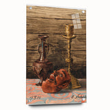 Intricate Art Deco Wall Art - Still Life with Vase, Mask, and Candlestick