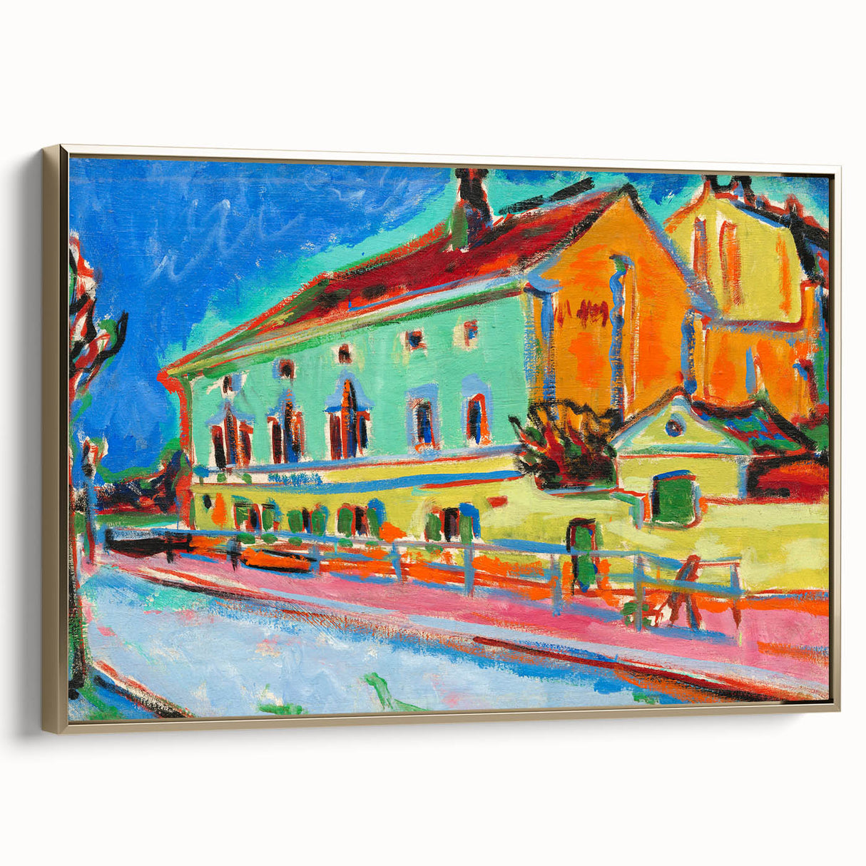 Vibrant Expressionist Cityscape - Colorful Dance Hall Canvas Print