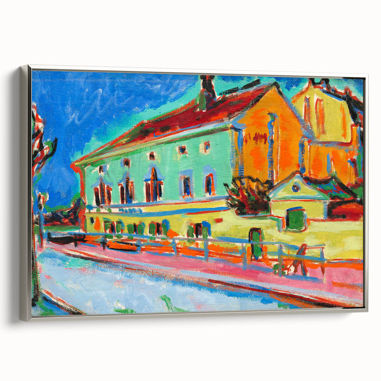 Vibrant Expressionist Cityscape - Colorful Dance Hall Canvas Print