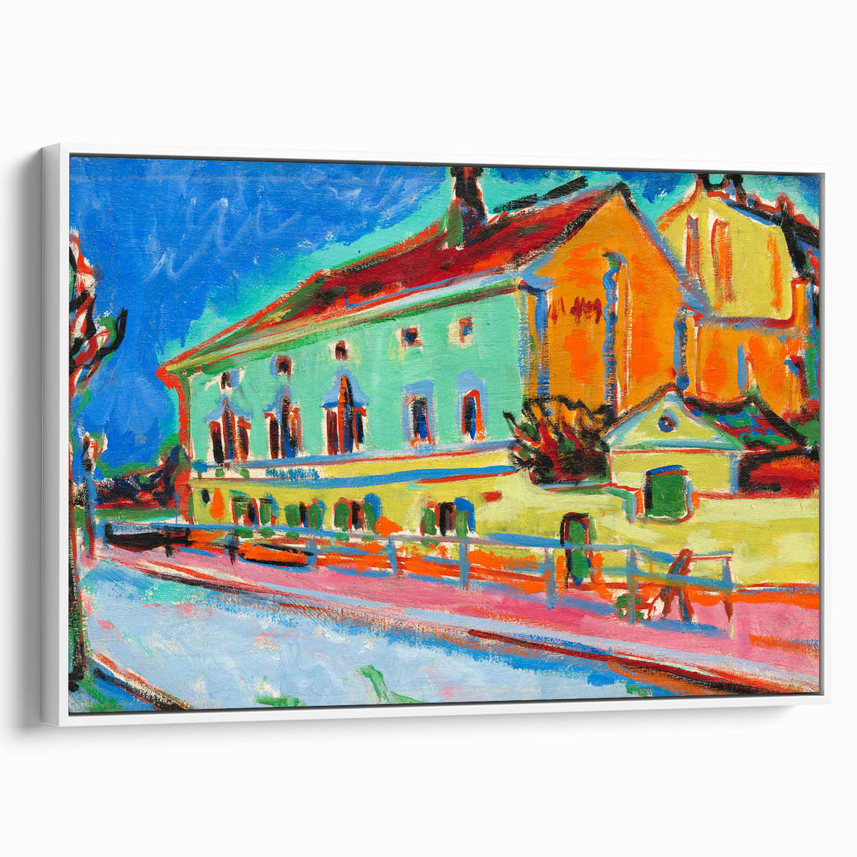 Vibrant Expressionist Cityscape - Colorful Dance Hall Canvas Print
