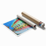 Vibrant Expressionist Cityscape - Colorful Dance Hall Canvas Print