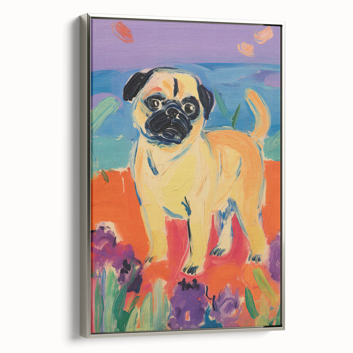 Cute Pug Kids Room Wall Art – Colorful Nursery Animal Print