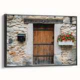 Landscape barn framed canvas showcasing a rustic black side view, highlighting the unique texture and craftsmanship, perfect for country-style home decor.