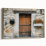 Barn landscape canvas art with a gold frame, showcasing a serene countryside scene. The artwork features vibrant colors and intricate details, perfect for home décor. Ideal for adding a touch of rustic charm to living spaces.