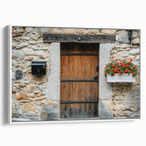 Barn landscape canvas print in a white frame, showcasing serene countryside scenery with vibrant colors and detailed textures, ideal for home decor.