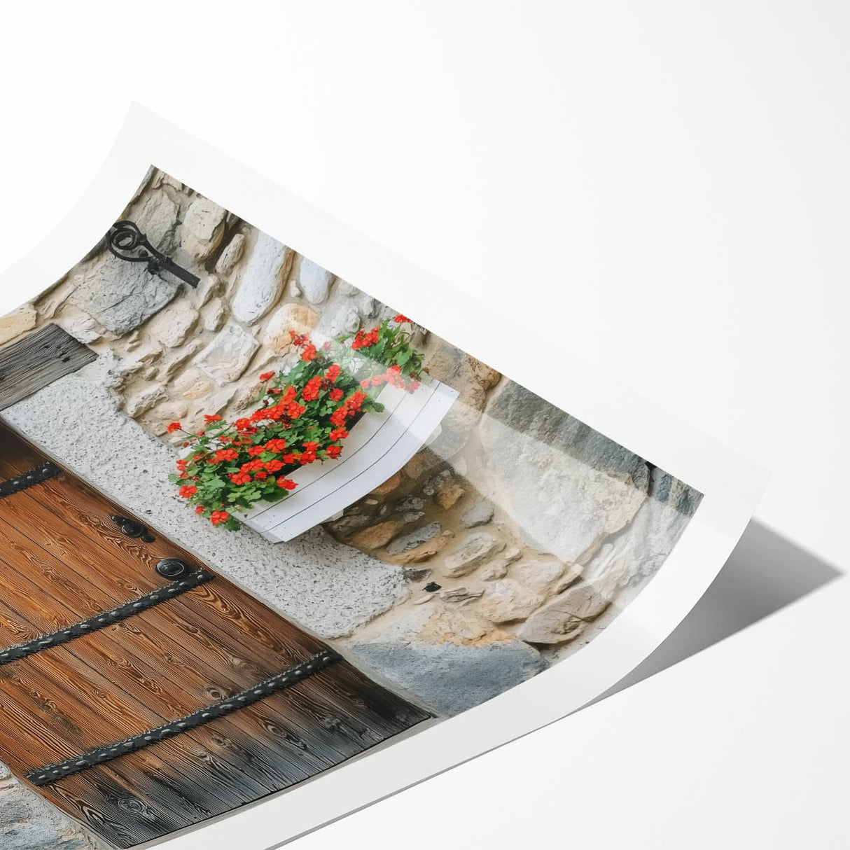 Rolled landscape barn print showcasing rustic architecture against a serene backdrop, packaged securely in a sturdy cardboard tube for safe shipping.