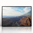 Framed acrylic artwork showcasing a stunning landscape of canyons, featuring rich earthy tones and intricate details, perfect for home decor and art enthusiasts.