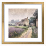 Landscape wall art featuring a scenic countryside view, elegantly framed with a gold mat, showcasing vibrant colors and intricate details, perfect for home decor.