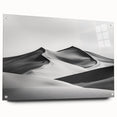Abstract acrylic landscape artwork depicting serene sand dunes in warm tones, framed in glass with stylish pins, perfect for modern home decor.