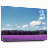 Acrylic artwork of vibrant green fields with textured brush strokes, displayed in a side view showcasing artistic pins for hanging. Perfect for home decor enthusiasts.