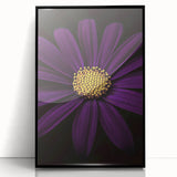 Large abstract wall art featuring close-up floral designs in vibrant colors on a black acrylic frame.