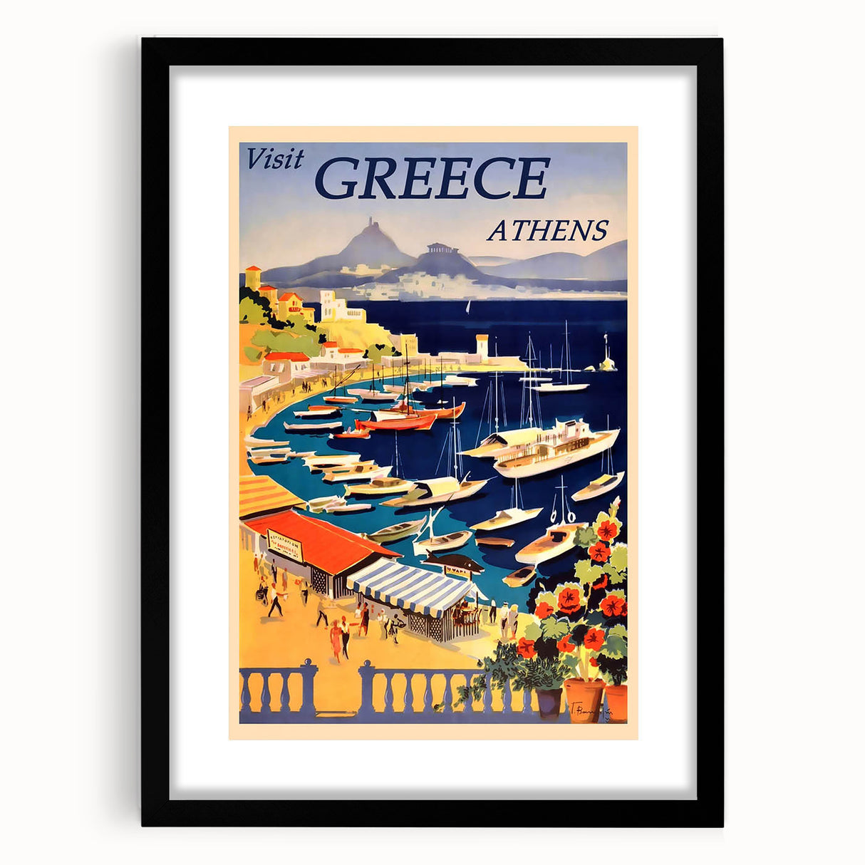 Retro Athens Travel Poster – Vintage Greece Seaside Art