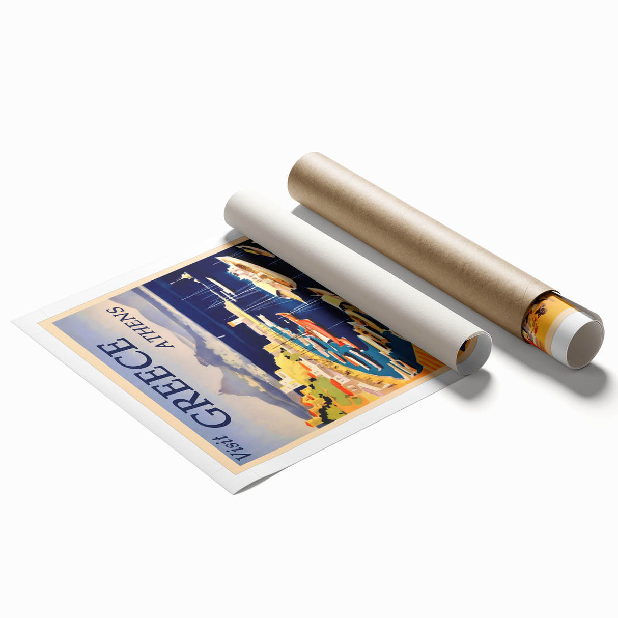 Retro Athens Travel Poster – Vintage Greece Seaside Art