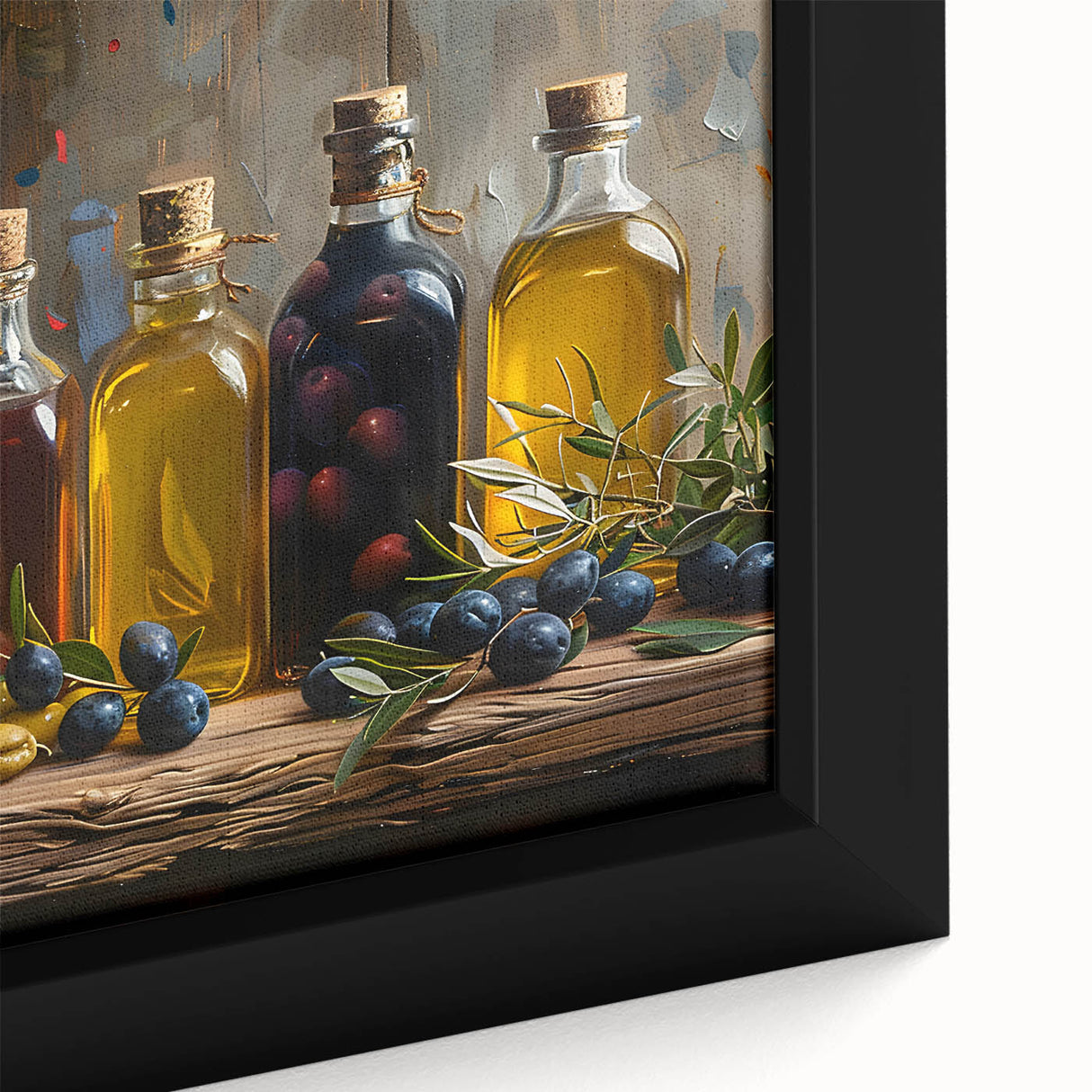 Rustic Olive Oil Bottles – Mediterranean Framed Kitchen Prints