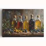 Rustic Olive Oil Bottles – Mediterranean Framed Kitchen Prints