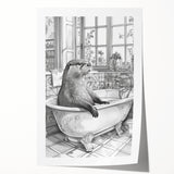 Bathroom Wall Art - Classic Otter in Vintage Bathtub Scene