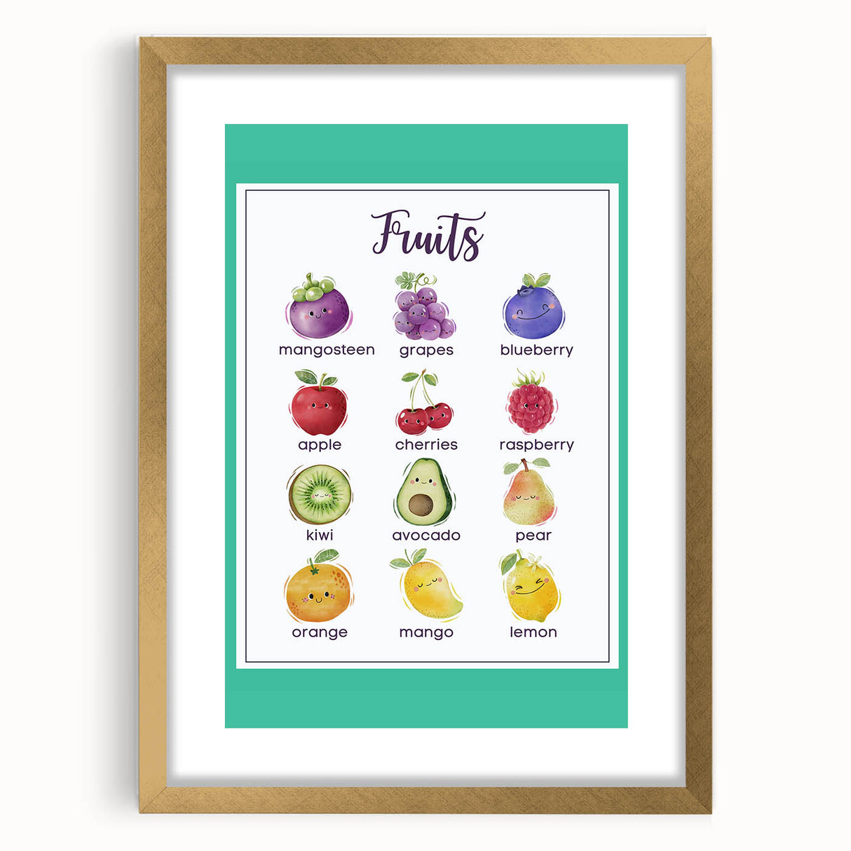 Fruits Chart - Kids Educational Wall Art Healthy Eating Print
