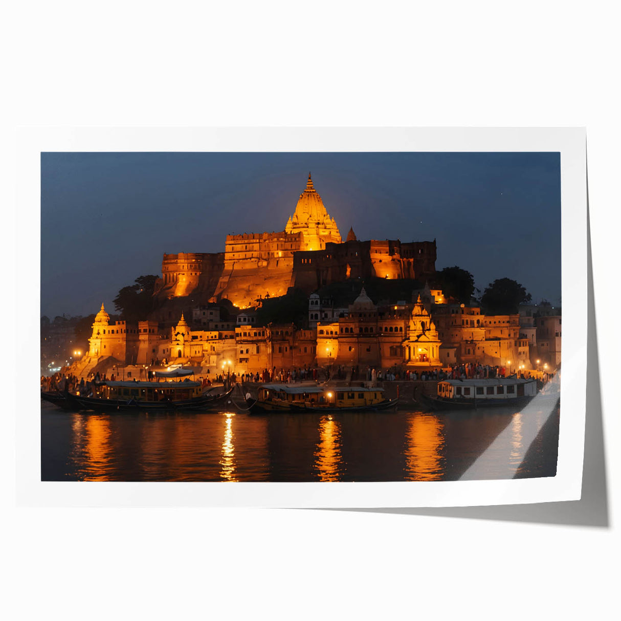 Extra large rolled print of a floral Indian scenery in vibrant earthy tones, suitable for art wall dining room.