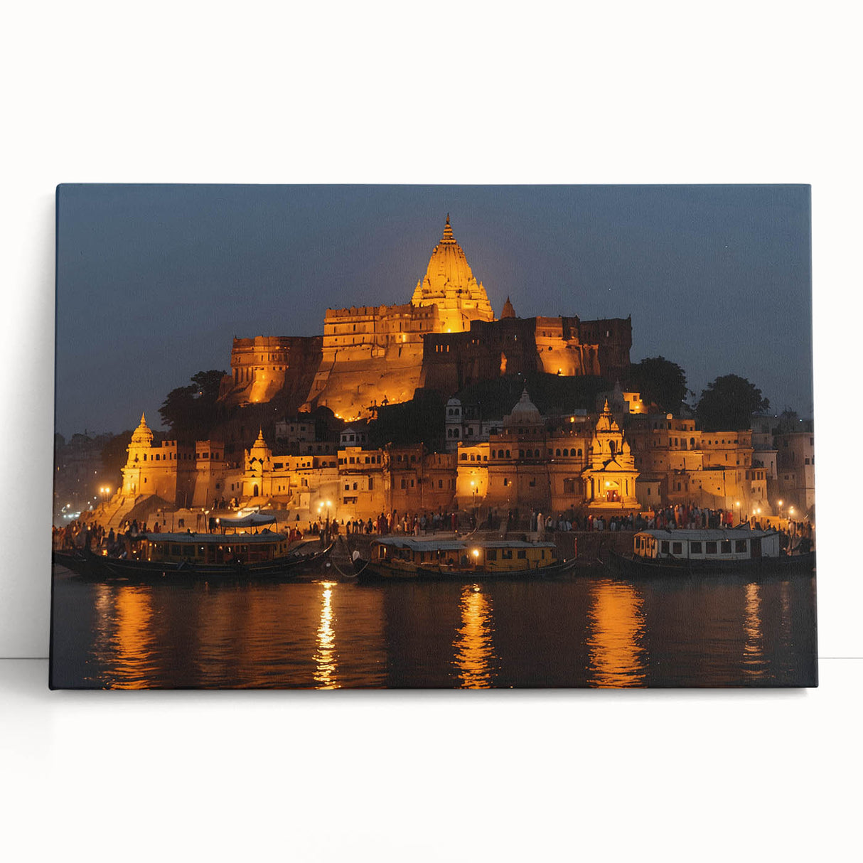 Black and white stretched canvas of Indian scenery, ideal for kitchen wall art or bedroom ambiance.