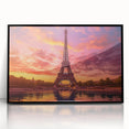 Large abstract wall art depicting a Parisian scene in muted gray and blue tones on a framed acrylic.