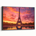 Black and white vintage poster art of Paris landscape on framed canvas, ideal for bedroom wall decor.