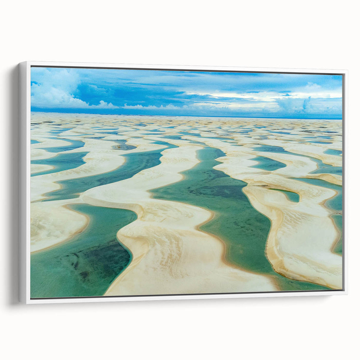 Vintage poster art of a Brazilian landscape on framed canvas, featuring vibrant, colorful imagery against a black background.