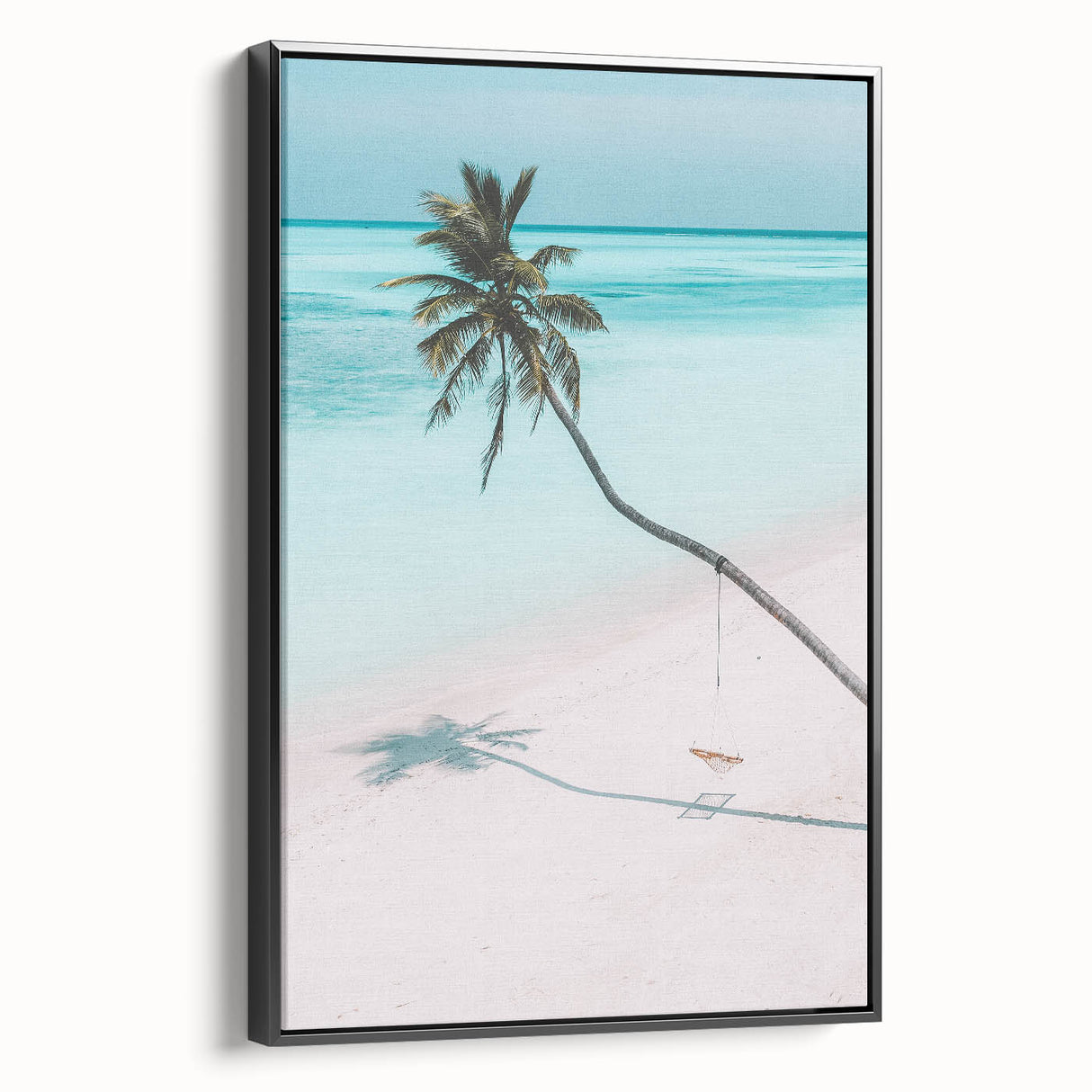 Black and white landscape art painting on framed canvas, featuring a vintage poster style, ideal for bedroom decor.