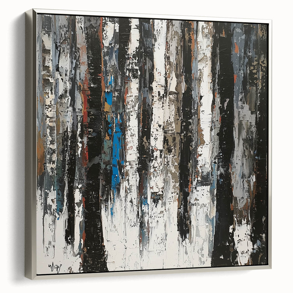 Textured Birch Forest – Modern Abstract Canvas & Framed Art