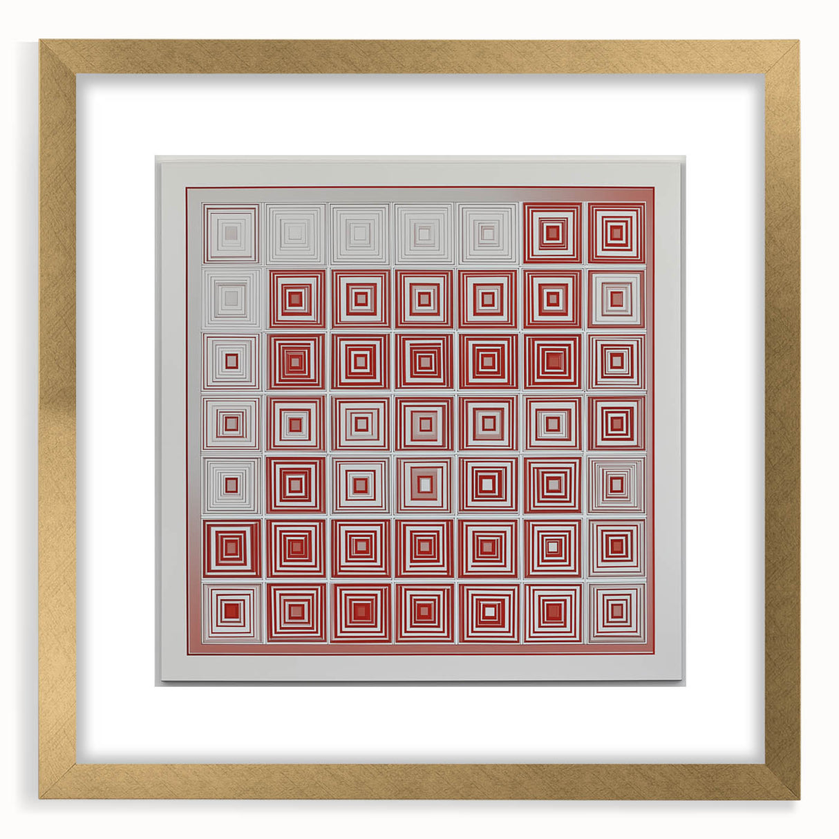 Geometric Bedroom Wall Art – Red and White Modern Canvas Print