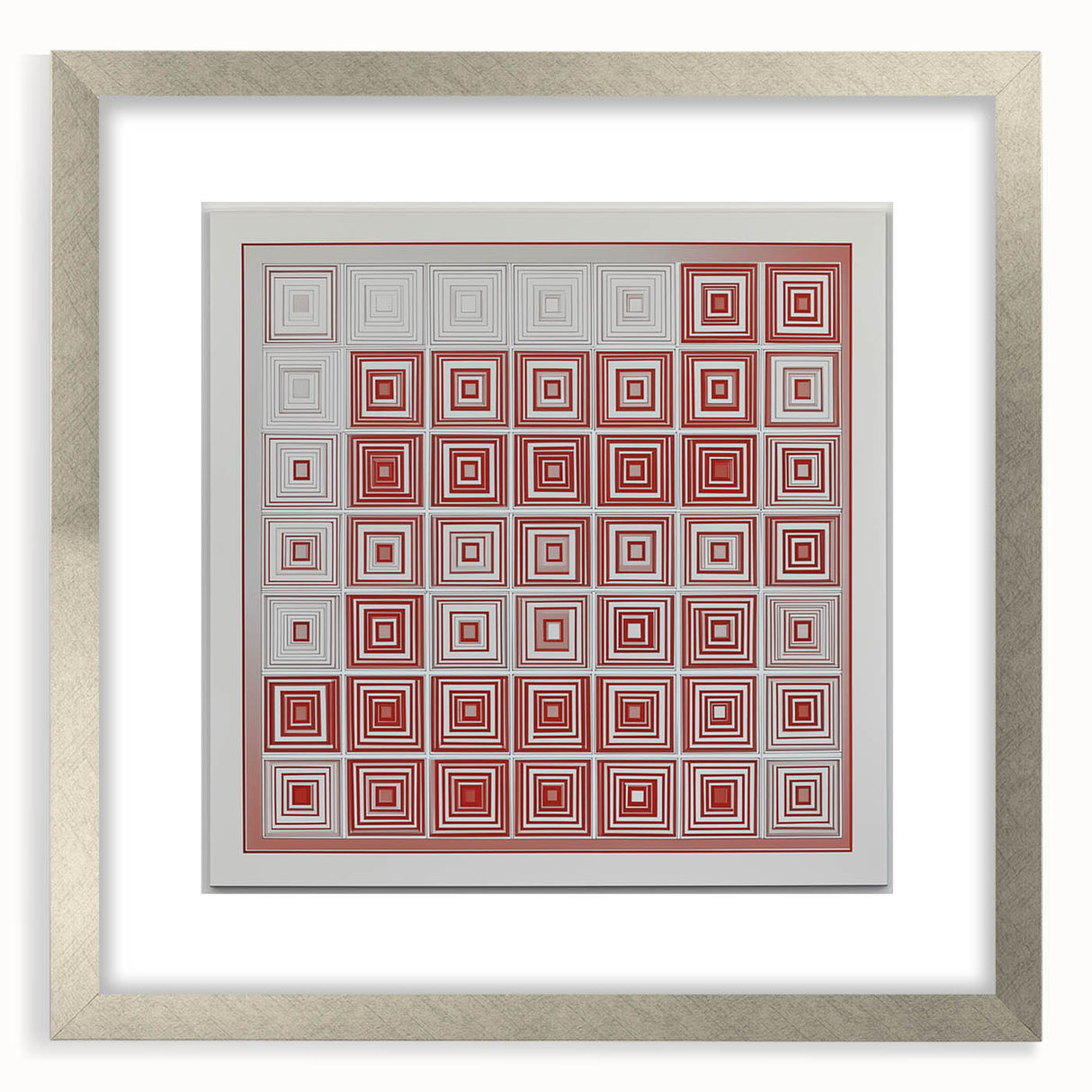 Geometric Bedroom Wall Art – Red and White Modern Canvas Print