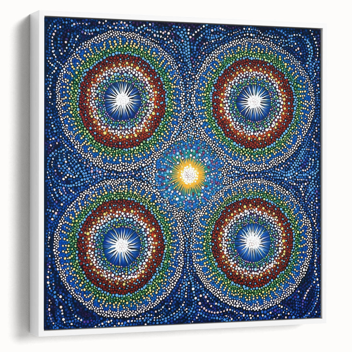 Vibrant Mandala Dot Art – Modern Living Room Canvas Wall Art