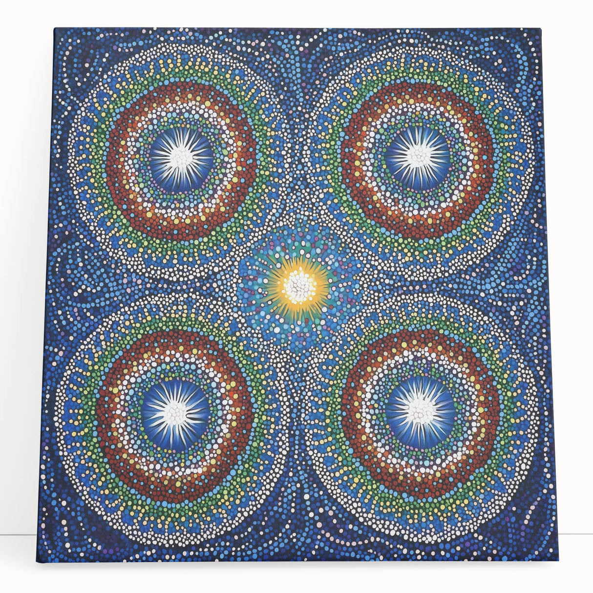 Vibrant Mandala Dot Art – Modern Living Room Canvas Wall Art