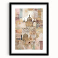 Abstract architecture wall art framed in black with a white mat, showcasing geometric shapes and lines, perfect for modern home decor.