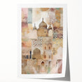 Abstract architectural wall art print showcasing geometric shapes in vibrant colors, rolled and ready for framing, perfect for modern home decor.