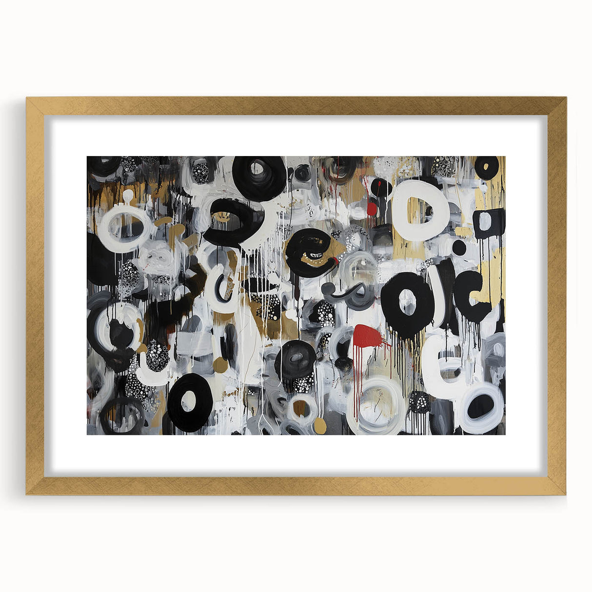 Abstract geometric frame in gold with a matte finish, showcasing a modern design suitable for contemporary decor, highlighting elegance and sophistication.