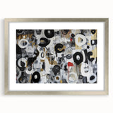 Abstract geometric frame in silver, featuring a modern mat design, perfect for showcasing artwork or photos, set against a neutral background for versatility.