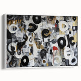 Abstract geometric framed canvas artwork showcasing a striking white design, emphasizing bold shapes and lines. Ideal for modern home decor, enhancing any space's aesthetic appeal.