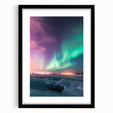 Black-framed landscape artwork depicting a serene countryside scene with rolling hills and a vibrant sky, showcasing intricate details and a classic mat finish. This elegant piece is perfect for home decor, enhancing any room's aesthetic with its tranquil imagery and sophisticated presentation.