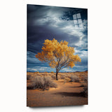 Acrylic glass art piece displaying vibrant landscapes and fields, featuring rich colors and intricate details. Ideal for decorative purposes in modern interiors.