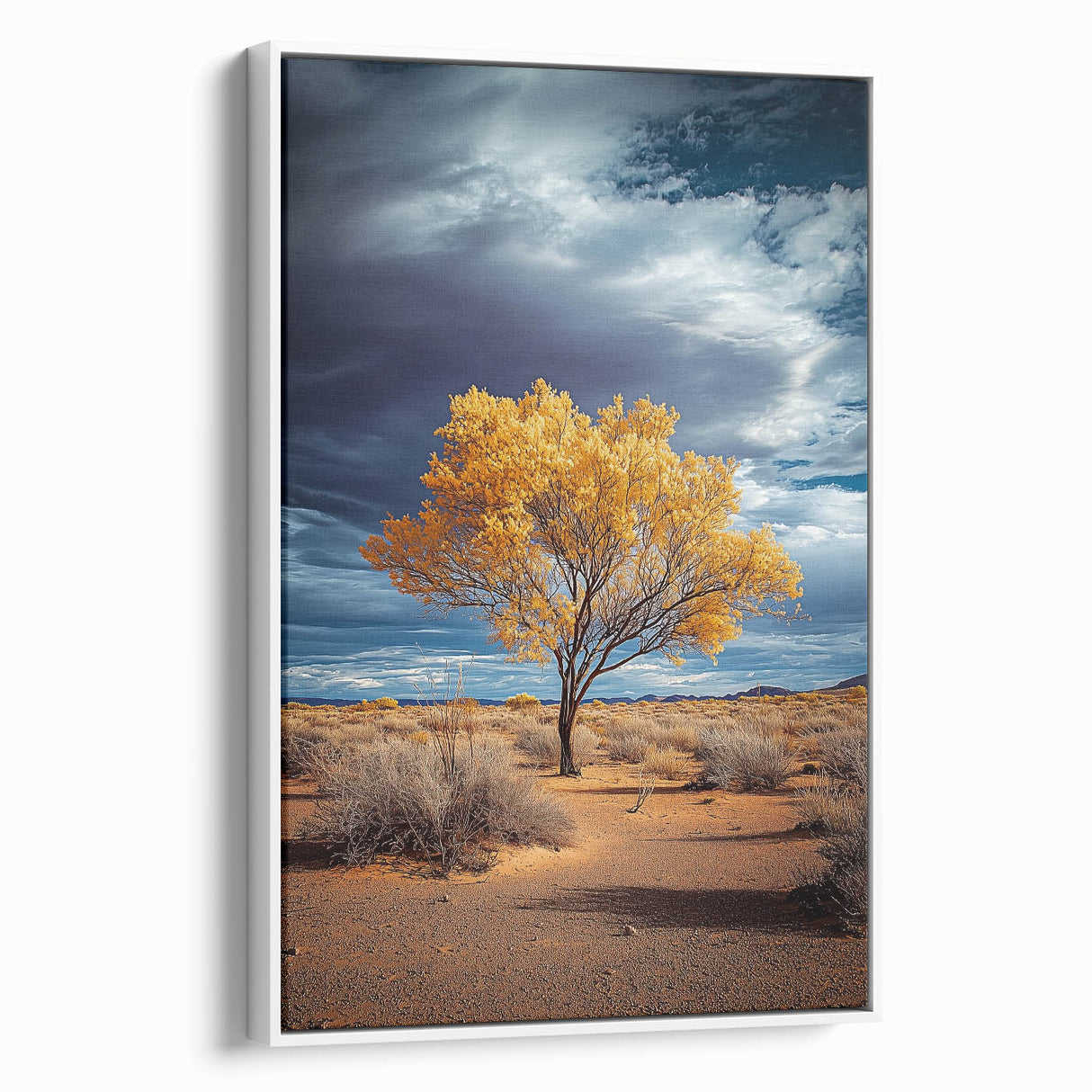 Framed canvas artwork depicting serene landscapes with lush green fields, showcased from a white side view, ideal for home decor and interior design.