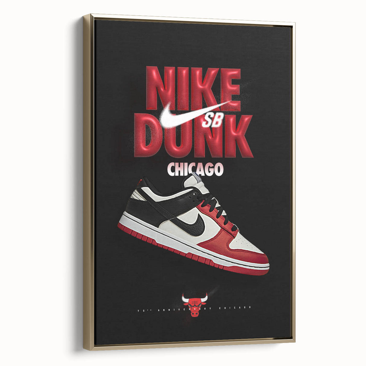 Nike Dunk SB Chicago Pop Art Wall Art – Bold Red, Black, White Canvas