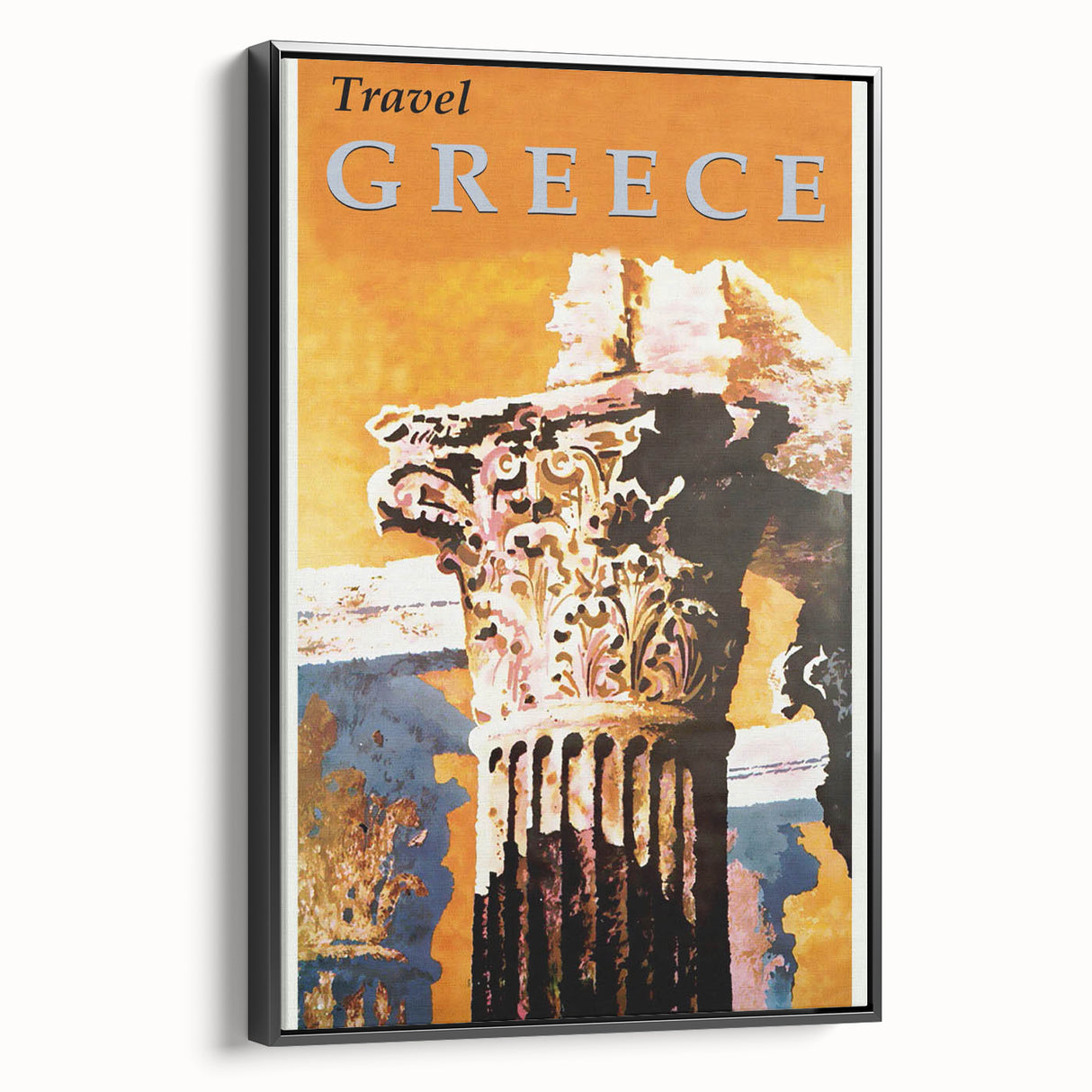Retro Greece Travel Poster – Vintage Greek Architecture Art