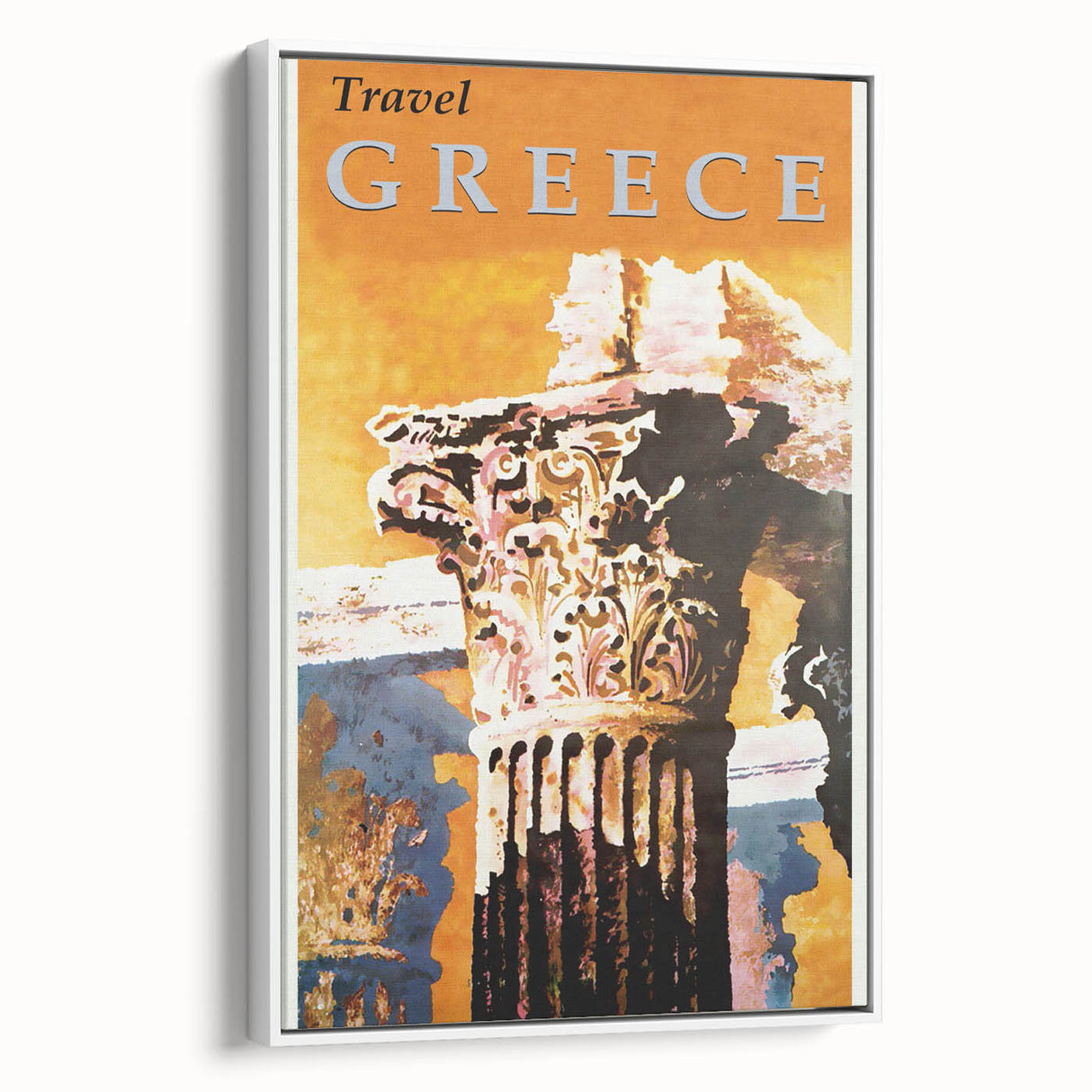 Retro Greece Travel Poster – Vintage Greek Architecture Art