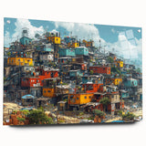 Acrylic print of a large abstract depiction of a Brazilian landscape in vibrant green and blue tones.