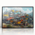 Large abstract wall art featuring a stylized Brazilian landscape in vibrant colors on a framed acrylic.