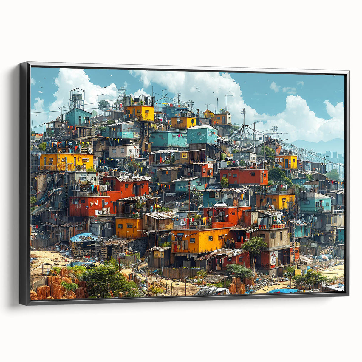 Black and white vintage poster art of a Brazilian landscape on framed canvas, ideal for bedroom wall decor.