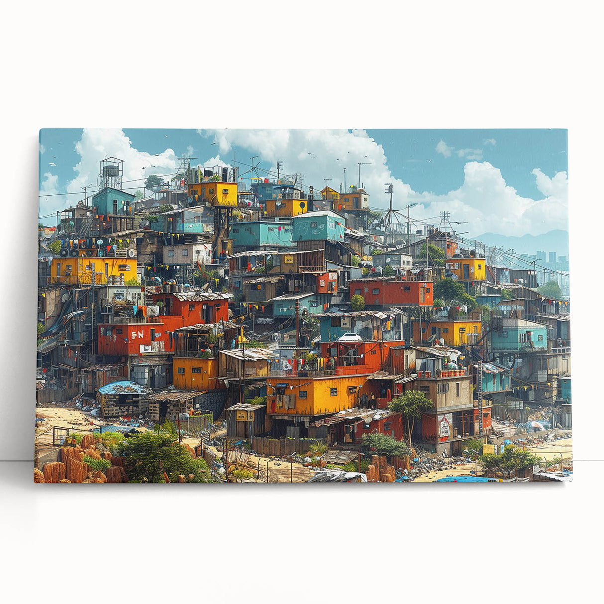 Black and white photo of Rio de Janeiro skyline on large stretched canvas, ideal for kitchen wall art.
