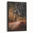 Black and white framed canvas depicting a vintage landscape painting, ideal for bedroom wall art.